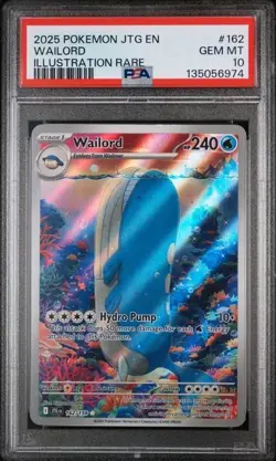 Pokemon TCG Wailord 162/159 Journey Together Illustration Rare Card PSA 10 - Image 1