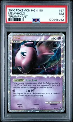 2010 POKEMON HEARTGOLD & SOULSILVER TRIUMPHANT #97 MEW-HOLO PSA 7 - Image 1