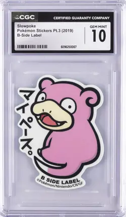2019 POKEMON STICKERS PT. 3 B-SIDE LABEL SLOWPOKE CGC 10 GEM MINT - Image 1