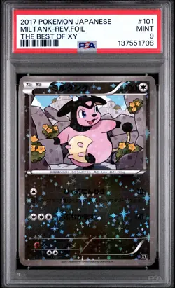 2017 POKEMON JPN THE BEST OF XY #101 MILTANK-REVERSE FOIL PSA 9 - Image 1