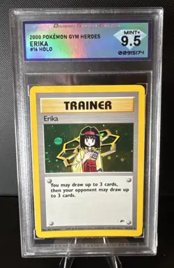 2000 Pokemon Gym Heroes HOLO Erika 16/132 Rare AI Graded DGS 9.5 Gem Mint - Image 1