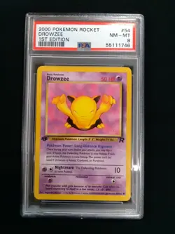 Graded PSA 8 DROWZEE #54 2000 Pokemon Rocket 1ST EDITION NM - MT - Image 1