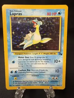 Pokemon TCG Fossil Lapras Holo Rare Card #10/62 Vintage 1999 LP - Image 1