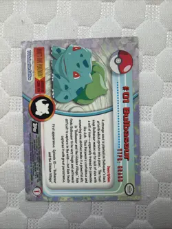 MisCut Pokemon x Topps TV animation ed Series 1 Bulbasaur Card #01 Nintendo 1998 - Image 2