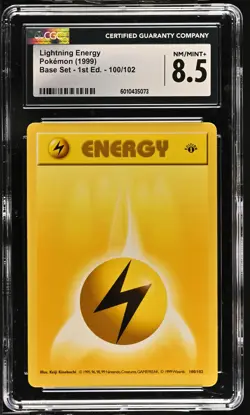 CGC 8.5 Lightning Energy 1999 Base Set 1st Edition 100/102 Pokemon Card - Image 1