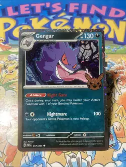 2024 Trick or Trade Gengar 057/091 COSMOS HOLO Pokemon Card Pikachu Stamp Swirl - Image 1
