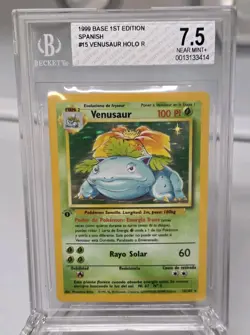 1999 POKEMON VENUSAUR BASE SET 1ST EDITION SPANISH HOLO 15/102 BGS 7.5 - Image 1