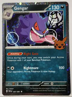 Super Swirls 🌀 Fart Swirl 🌀 Gengar 057/091 Cosmo Holo Bleed Error Pokemon TCG - Image 1