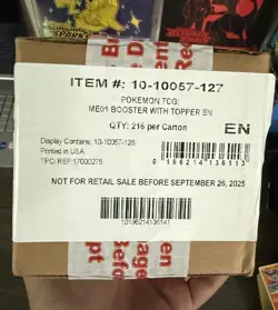 Pokemon ME01 Mega Evolutions Enhanced Booster Box Factory Sealed Case (6 Boxes) - Image 1