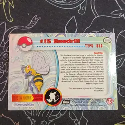 Topps #15 Beedrill Black Logo Holo (Pattern) Pokemon Tcg Vintage (See Photos) - Image 2