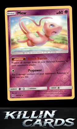 Reverse Holofoil Mew 76/214 Pokemon Holo Rare SM - Unbroken Bonds Card NM - Image 1