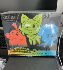 - Paldea Evolved Pokemon Center Exclusive ETB Sealed, Small Tear In Plastic - Image 1