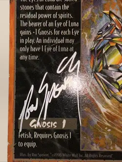 Signed By Ron Spencer Rage CCG TCG Eye Of Luna Card White Wolf 1996 - Image 3