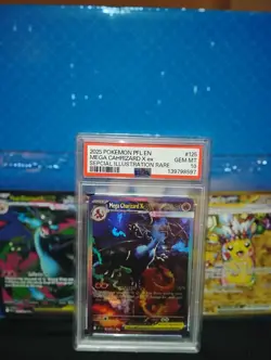 2025 POKEMON PFL EN-PHANTASMAL FLAMES #125 MEGA CHARIZARD X EX PSA 10 - Image 1