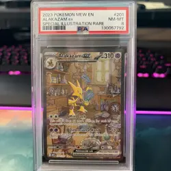 2023 POKEMON SV151 - MEW EN #201/165 ALAKAZAM EX SPECIAL ILLUSTRATION RARE PSA 8 - Image 1