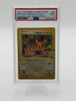 Pokemon Birthday Pikachu #24 Holographic Card Black Star Celebrations PSA 9 - Image 4
