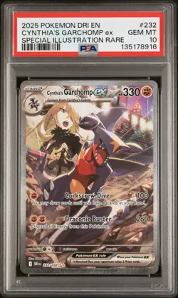 2025 Pokemon Destined Rivals Cynthia’s Garchomp SIR ex #232 PSA 10 GEM 8916 - Image 1
