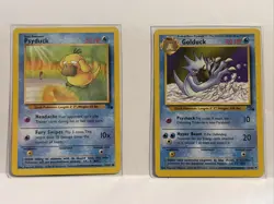 pokemon psyduck 53/62 & golduck 35/62 fossil lot of 2 vintage pokemon - Image 1