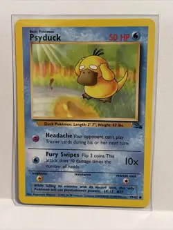 pokemon psyduck 53/62 & golduck 35/62 fossil lot of 2 vintage pokemon - Image 2
