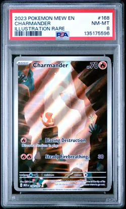 2023 POKEMON MEW EN-151 ILLUSTRATION RARE #168 CHARMANDER PSA 8 - Image 1