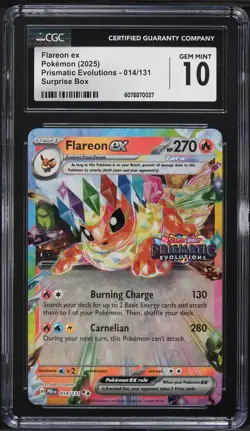 2025 Pokemon Prismatic Evolutions Surprise Box Flareon ex #014 CGC 10 - Image 1