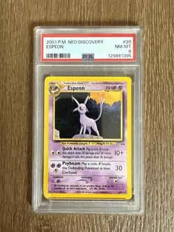 2001 Pokemon ESPEON / PSIANA 20/75 Neo Discovery Unlimited PSA 8 Near Mint MINT - Image 1