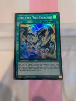 YUGIOH INFO-EN100 Spell Card Soul Exchange Super Rare 1st Edition NM - Image 1