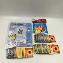 Mixed Bundle Of 200+ Pokemon Trading Cards With Pocket Pages (H6) NS#8124 - Image 1