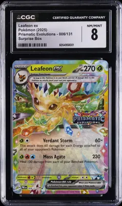 2025 POKEMON PRE EN-PRISMATIC EVOLUTIONS #006 LEAFEON EX CGC 8 - Image 1