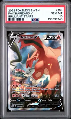 2022 POKEMON SWORD & SHIELD BRILLIANT STARS #154 FA/CHARIZARD V PSA 10 - Image 1