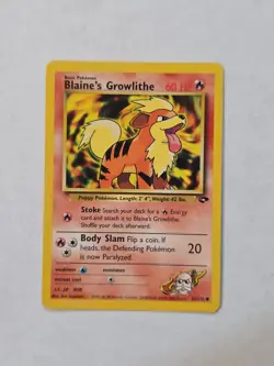 Gym Challenge 62/132 BLAINE'S GROWLITHE Pokemon TCG Common Vtg NM - Image 1
