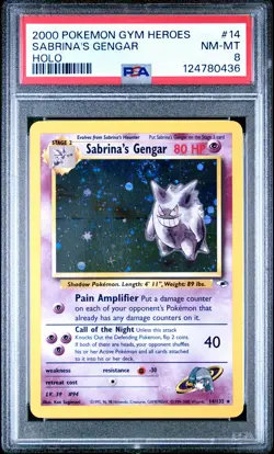 2000 POKEMON GYM HEROES HOLO #14 SABRINA'S GENGAR PSA 8 - Image 1