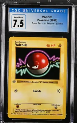 Pokemon TCG Voltorb 1st Edition Shadowless CGC 7.5 PSA BGS 67/102 - Image 1
