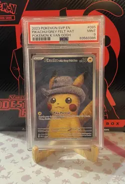 PSA 9 Pikachu with Grey Felt Hat #085 – Pokemon x Van Gogh Promo – Mint - Clean - Image 1