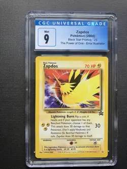 2000 Pokemon WOTC Black Star Promo #23 Zapdos Error CGC 9 - Image 1