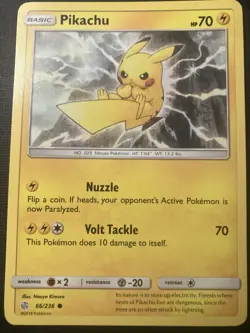 Pikachu 66/236 Pokemon Sun & Moon Cosmic Eclipse 2019 Regular Common NM - Image 1