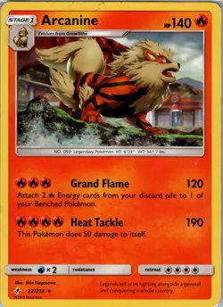Arcanine 22/214 2019 SM Unbroken Bonds Holo Rare LP - Image 1