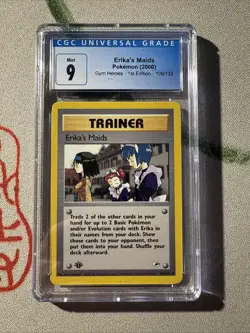 Pokemon Erika's Maids Gym Heroes 1st Edition Uncommon Card 109/132 CGC 9 - Image 1