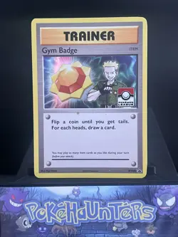 Pokemon Card Gym Badge XY205 Black Star Promo Lt.Surge Holo Evolutions Near Mint - Image 1