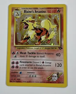 2000 Pokemon BLAINE'S ARCANINE #1/132 Gym Challenge Unlimited Holo Rare English - Image 3