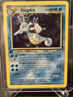 Pokemon Card 1st Edition Kingdra 8/111 Neo Genesis LP Holo Rare Vintage WOTC - Image 1