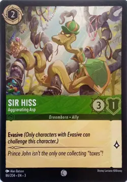 86/204 SIR HISS AGGRAVATING ASP INKLANDS FOIL COMMON DISNEY LORCANA CARD - Image 1