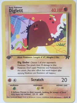 1ST EDITION Diglett 52/82 NM / M - Team Rocket Pokemon Card - Sumiyoshi Kizuki - Image 1