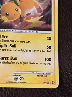 Pokemon TCG Raichu Holo Rare Stormfront Card 8/100 LP - Image 4