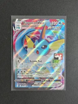 Vaporeon Vmax Play! Pokemon Prize Pack Series 1 stamped Promo Pokemon Card - Image 1