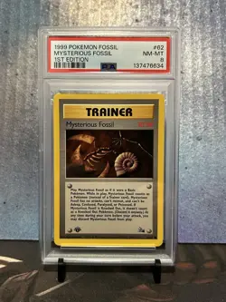Mysterious Fossil 62/62 Fossil 1st Edition PSA 8 Pokemon - Image 1
