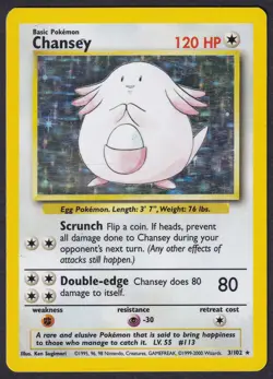 Pokemon Chansey 3/102 Holo 1999-2000 UK 4th Print Base Set - Image 1