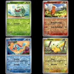 PIKACHU BULBASAUR CHARMANDER SQUIRTLE - 151 COSMO HOLO COSTCO PROMOS SET OF 4 - Image 1