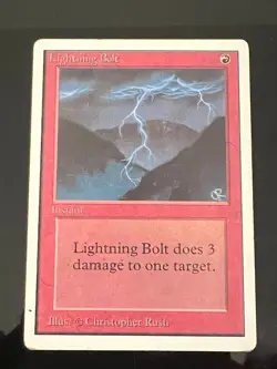 Magic the Gathering MTG Unlimited Lightning Bolt LP- (Beta Bob) - Image 1