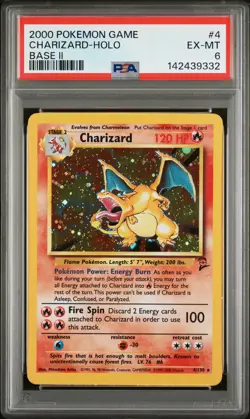 2000 POKEMON BASE SET 2 #4 CHARIZARD-HOLO PSA 6 - Image 1